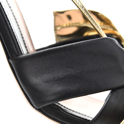 Gucci Nappa Metallic Bow Daphne High Heel Sandals 37.5 Black Platino 8 of 11