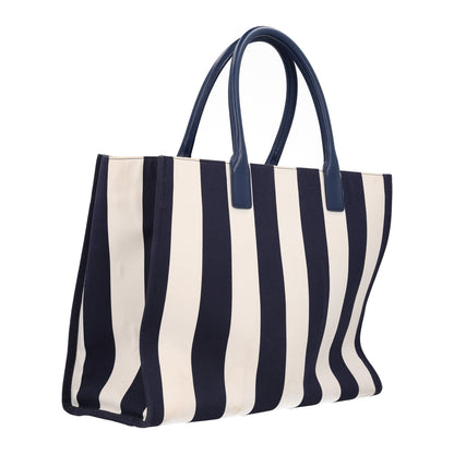 Versace Canvas Striped La Medusa Tote Bag  Navy Blue White 2 of 9