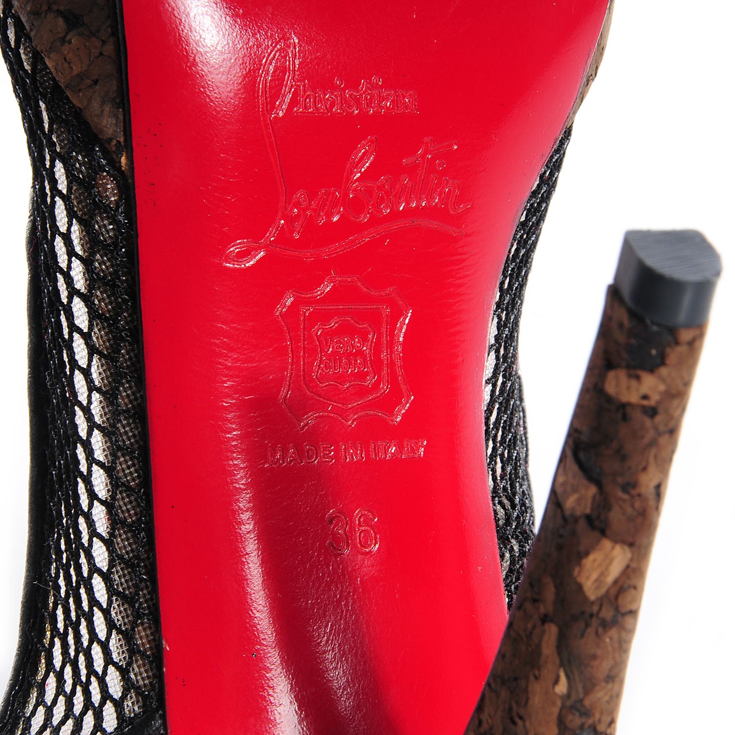 Christian Louboutin Cork Fishnet Madamoiselle Marchand 120 Pumps 36 Black 6 of 7