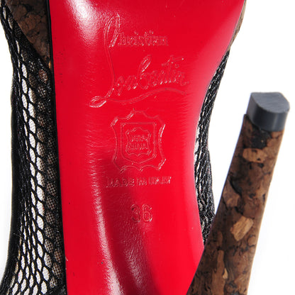 Christian Louboutin Cork Fishnet Madamoiselle Marchand 120 Pumps 36 Black 6 of 7