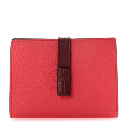 Loewe Grained Calfskin Small Vertical Wallet Poppy Pink Burgundy 1 of 8