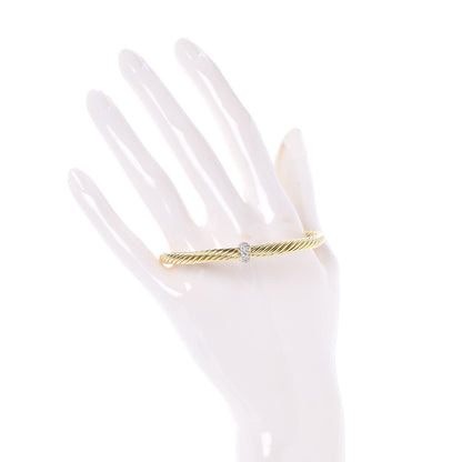 David Yurman 18K Yellow Gold Diamond 5mm Cable Classics Bracelet 2 of 7