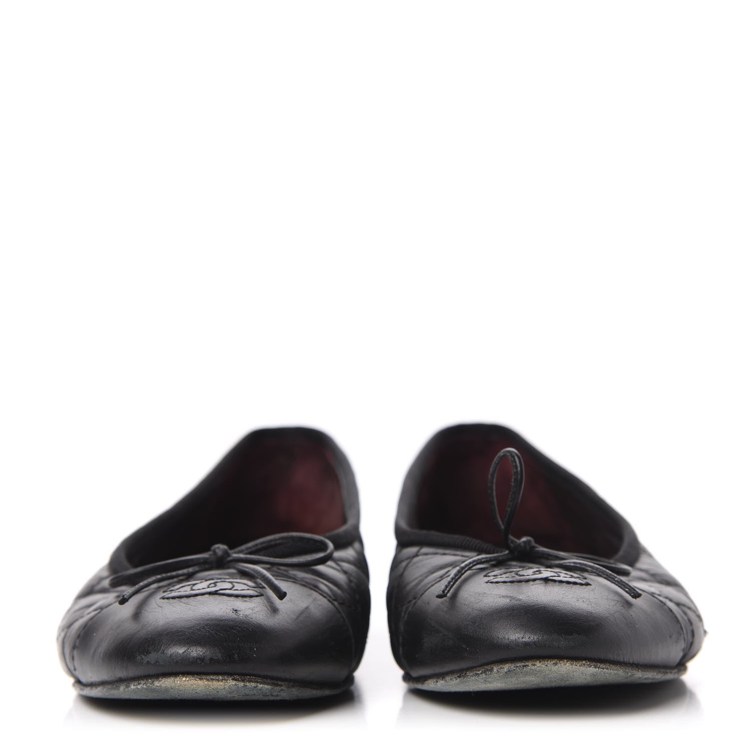 Chanel Aged Calfskin Quilted CC Cap Toe Ballerina Flats 39 Black 2 of 10