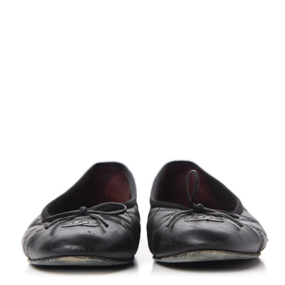Chanel Aged Calfskin Quilted CC Cap Toe Ballerina Flats 39 Black 2 of 10