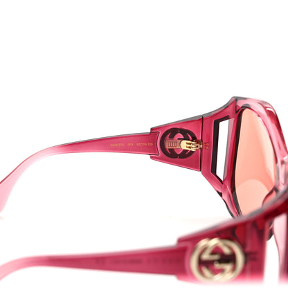 Gucci Acetate Round Sunglasses GG0875S Burgundy Orange 6 of 8