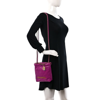 Chanel Shiny Calfskin Quilted Mini Chanel 22 Purple 2 of 11