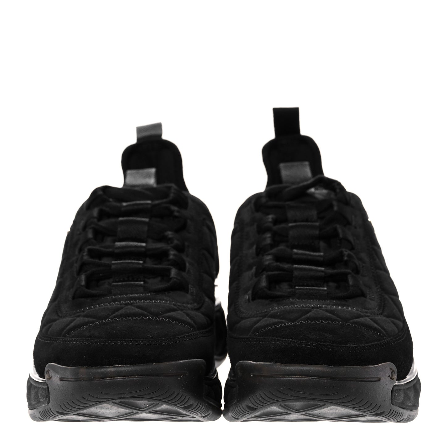 Suede Calfskin Mixed Fibers CC Sneakers 38 Black