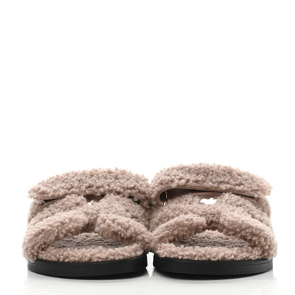 Hermes Woolskin Womens Chypre Sandals 35.5 Bois De Santal 2 of 8