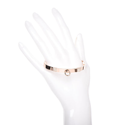 Hermes 18K Rose Gold Diamond PM Collier De Chien Bracelet XL 2 of 6