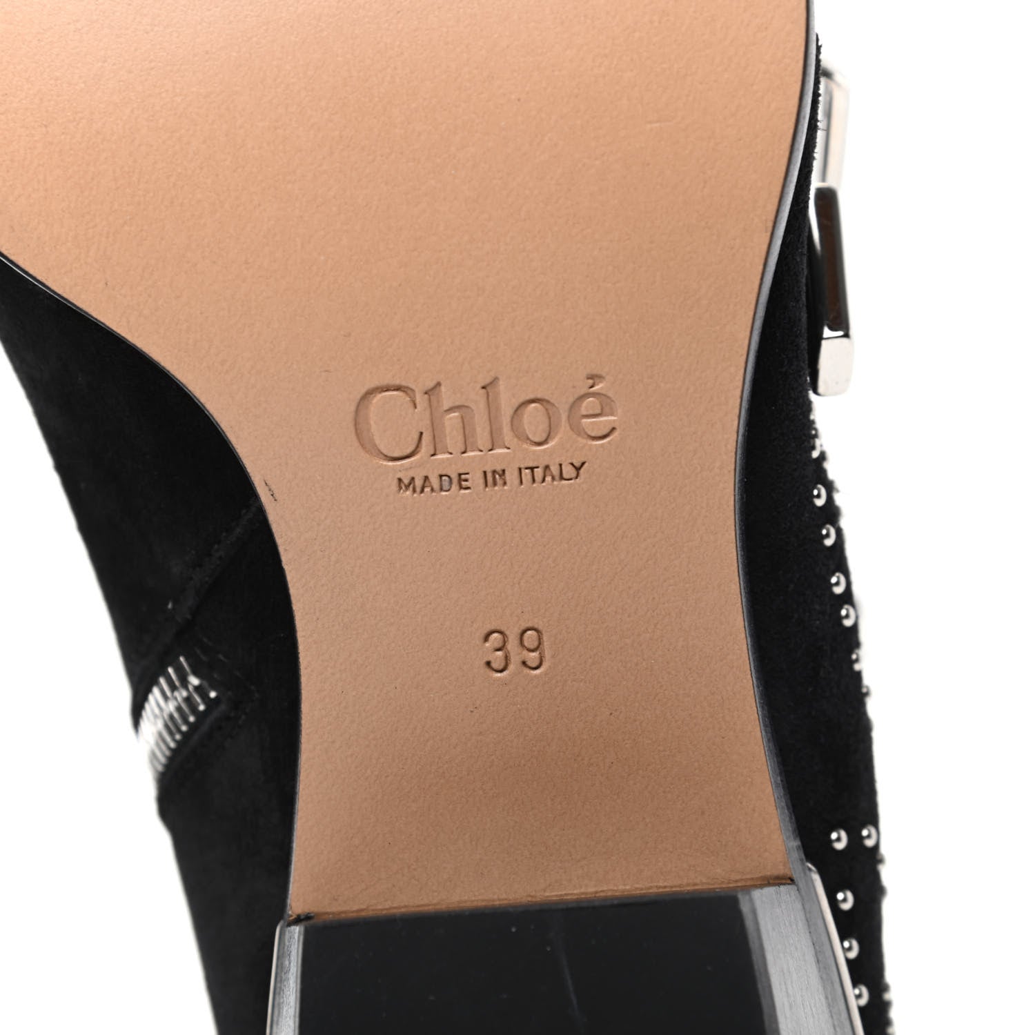 Chloe Shearling Studded Susanna Ankle Boots 39 Black 6 of 6