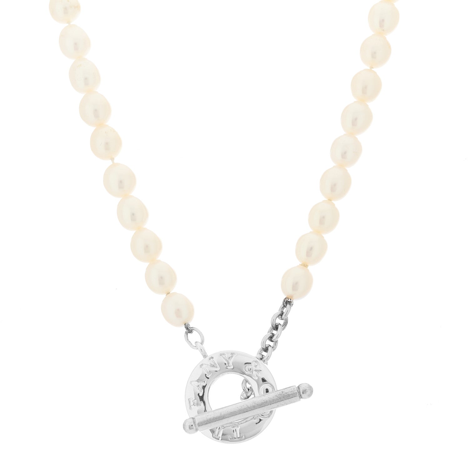 Tiffany Sterling Silver Pearl Strand Toggle Necklace 3 of 5