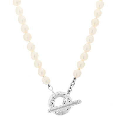 Tiffany Sterling Silver Pearl Strand Toggle Necklace 3 of 5