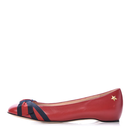 Gucci Malaga Kid Web Bow Ballerina Flats 38.5 Hibiscus Red 1 of 9