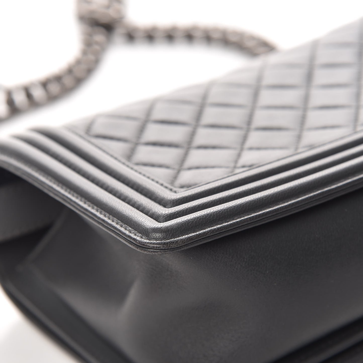 Lambskin Quilted Medium Boy Flap Dark Grey