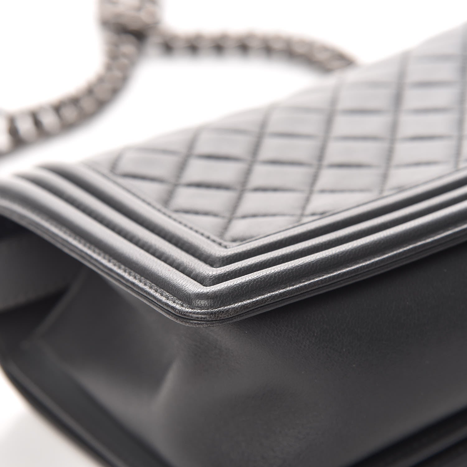 Chanel Lambskin Quilted Medium Boy Flap Dark Grey 11 of 17