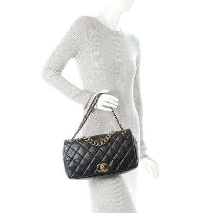 Chanel Aged Calfskin Quilted Medium Pondichery Flap Black 2 of 7