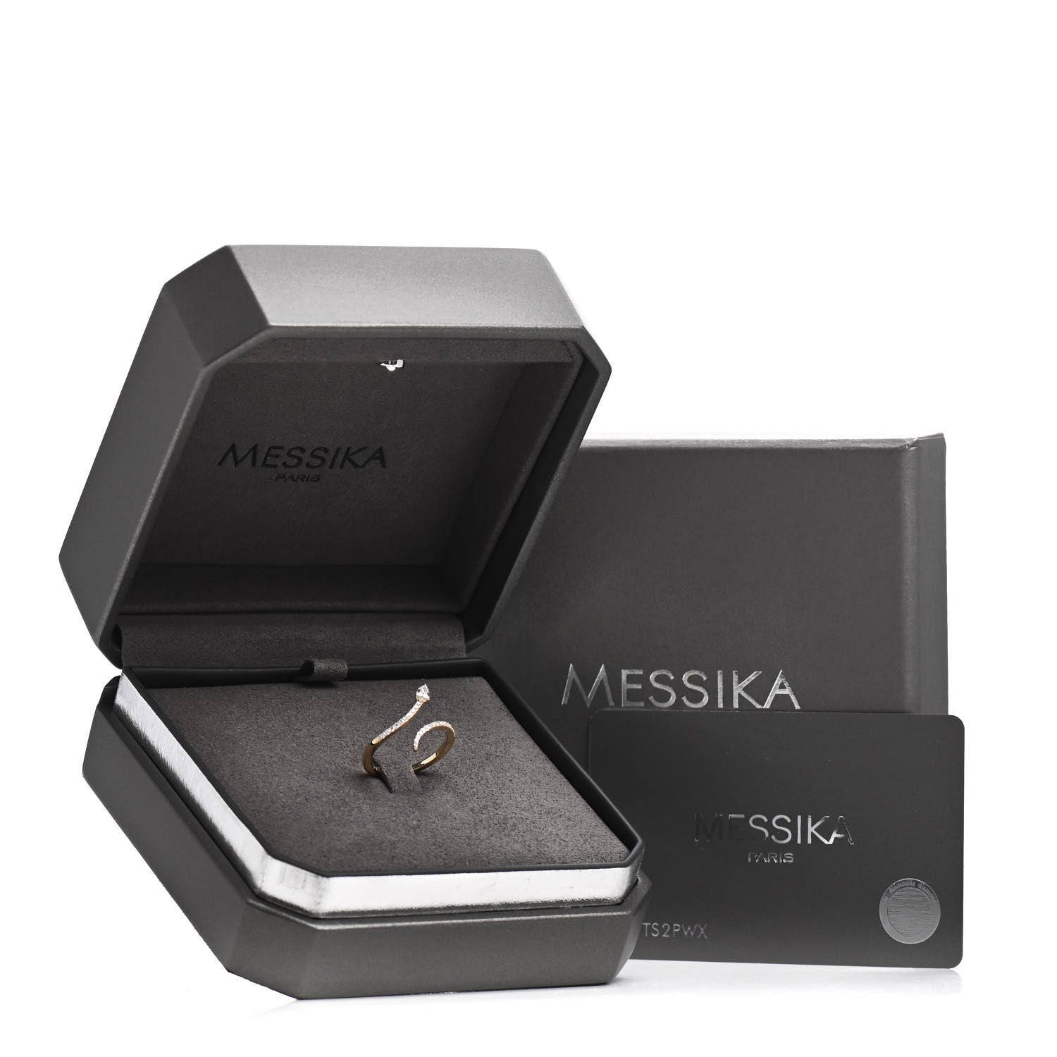 Messika 18K Yellow Gold Diamond Snake Skinny Ring 53 6.25 7 of 7
