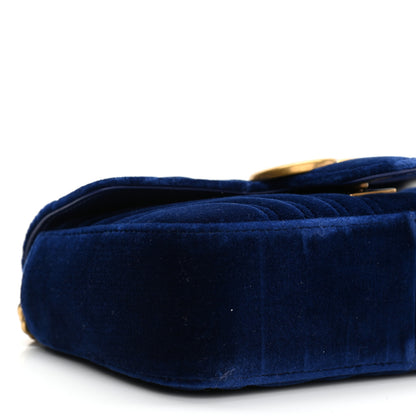 Gucci Velvet Matelasse Mini GG Marmont Shoulder Bag Cobalt Blue 9 of 10