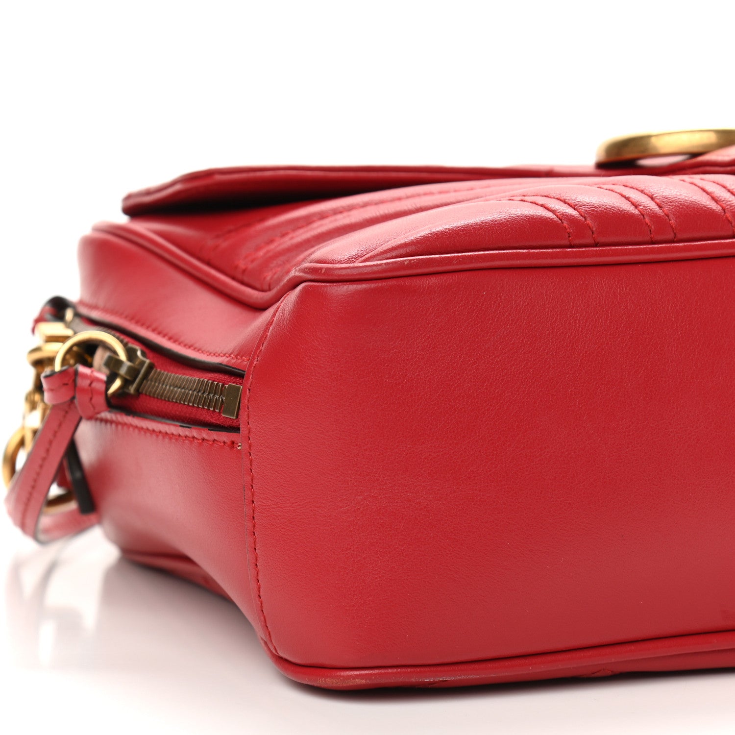 Gucci Calfskin Matelasse Sylvie Web Small GG Marmont Top Handle Shoulder Bag Hibiscus Red 8 of 11