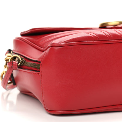 Gucci Calfskin Matelasse Sylvie Web Small GG Marmont Top Handle Shoulder Bag Hibiscus Red 8 of 11