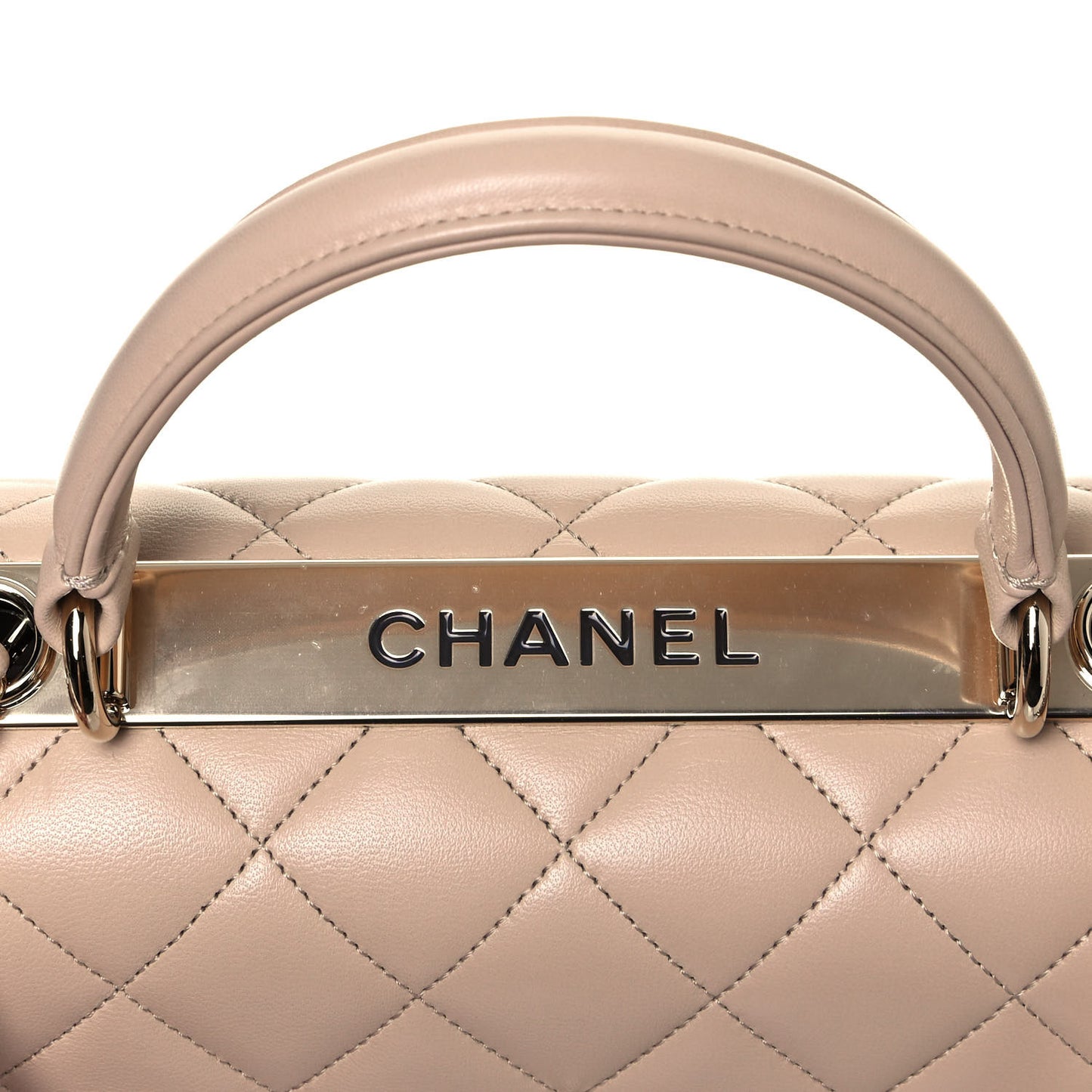 Lambskin Quilted Medium Trendy CC Flap Dual Handle Bag Beige