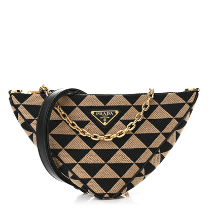 Prada Jacquard Triangolo Symbole Embroidered Mini Triangle Bag Black Corda 1 of 10