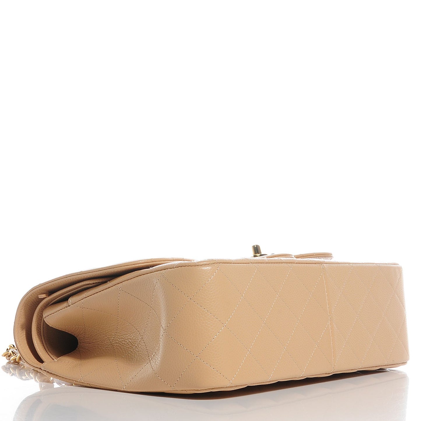 Caviar Quilted Jumbo Double Flap Beige Clair