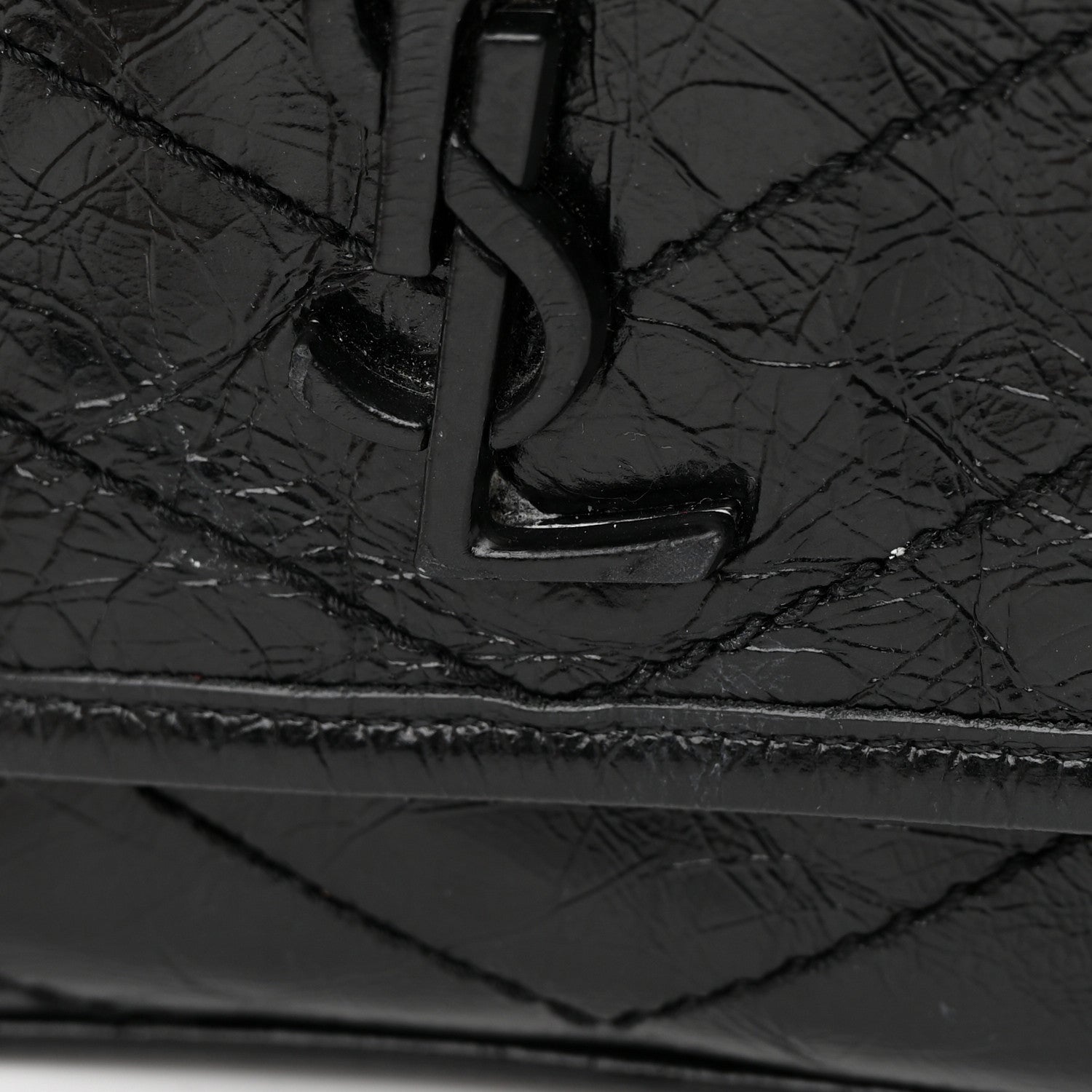 Saint Laurent Crinkled Calfskin Matelasse Monogram Baby Niki Chain Satchel Black 16 of 18