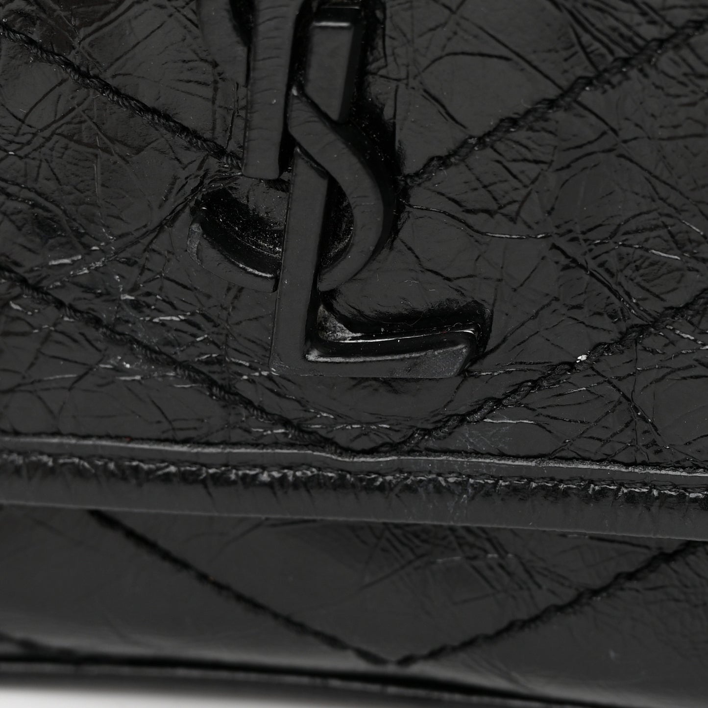 Crinkled Calfskin Matelasse Monogram Baby Niki Chain Satchel Black