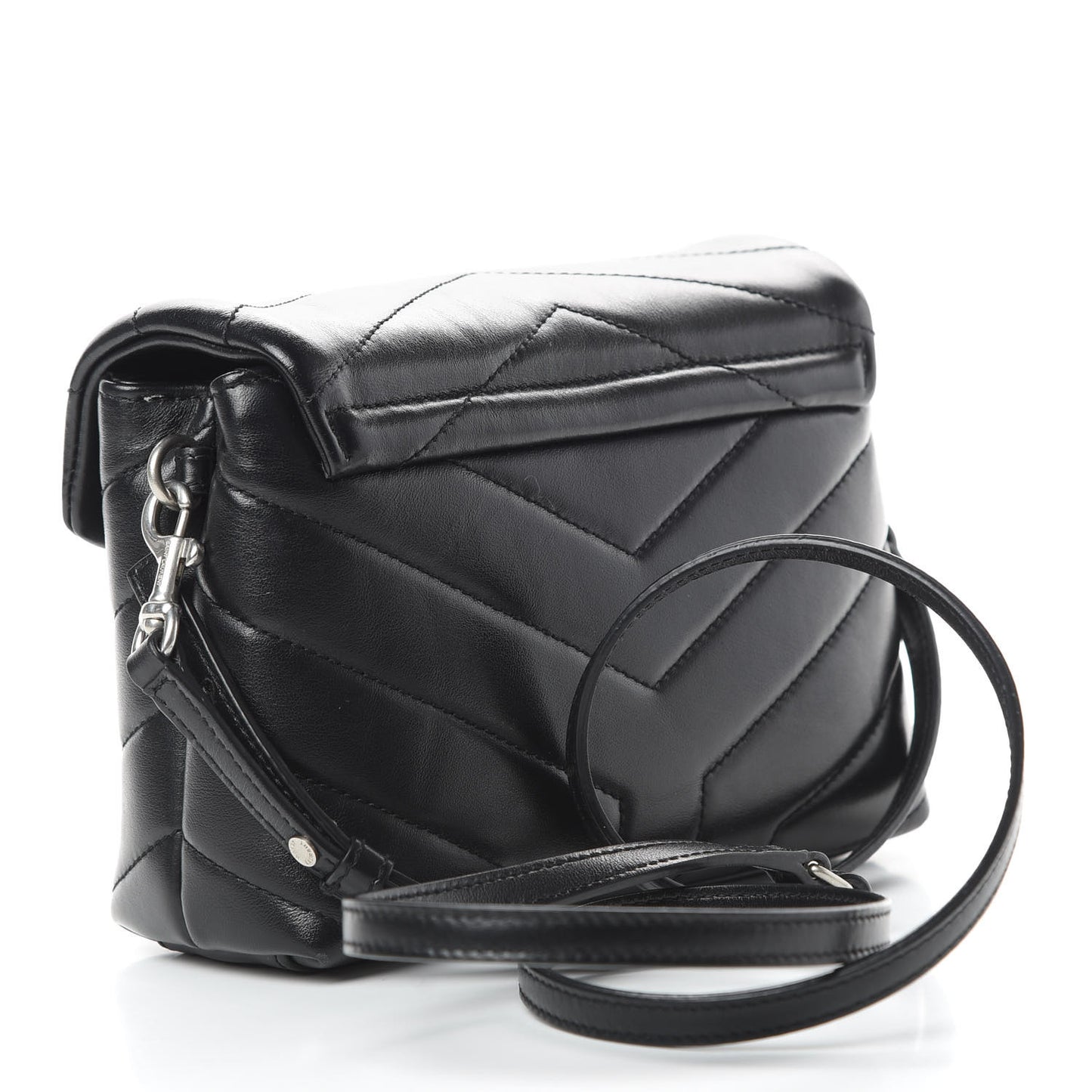 Calfskin Y Quilted Monogram Toy Loulou Crossbody Bag Black