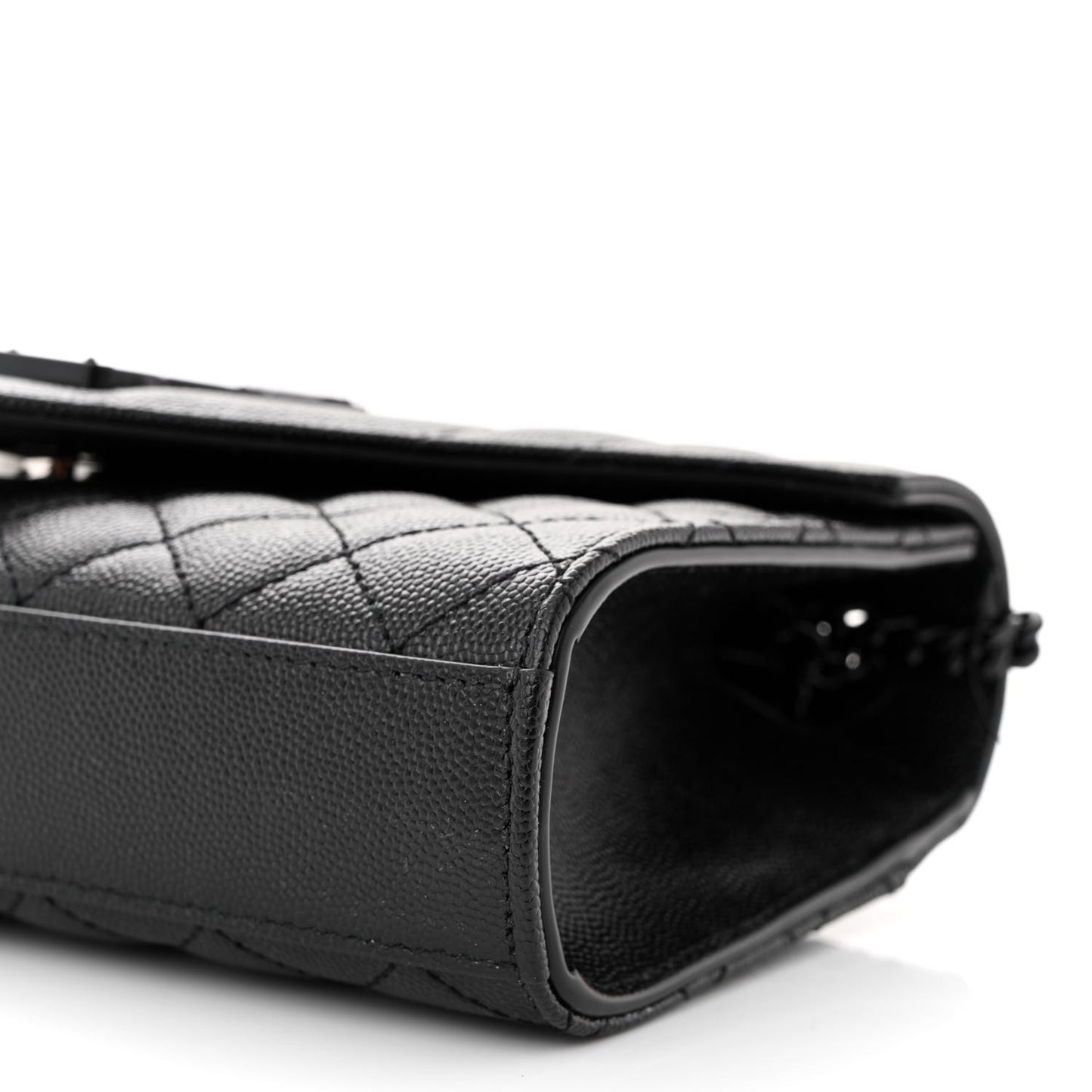 Grain De Poudre Textured Mixed Matelasse Triquilt Small Monogram Monochrome Satchel Black