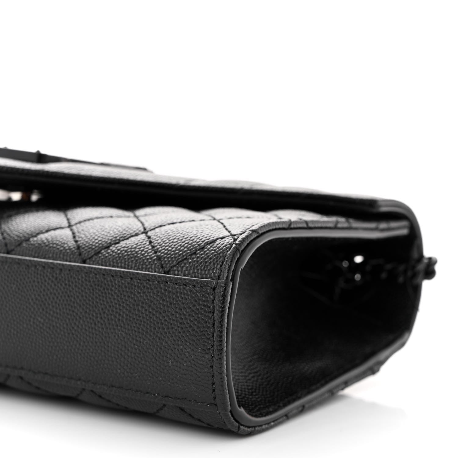 Saint Laurent Grain De Poudre Textured Mixed Matelasse Triquilt Small Monogram Monochrome Satchel Black 9 of 9