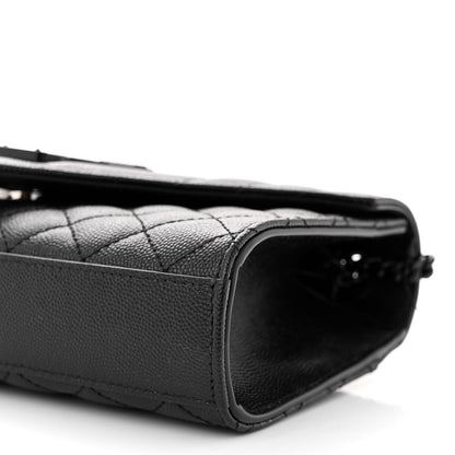 Saint Laurent Grain De Poudre Textured Mixed Matelasse Triquilt Small Monogram Monochrome Satchel Black 9 of 9