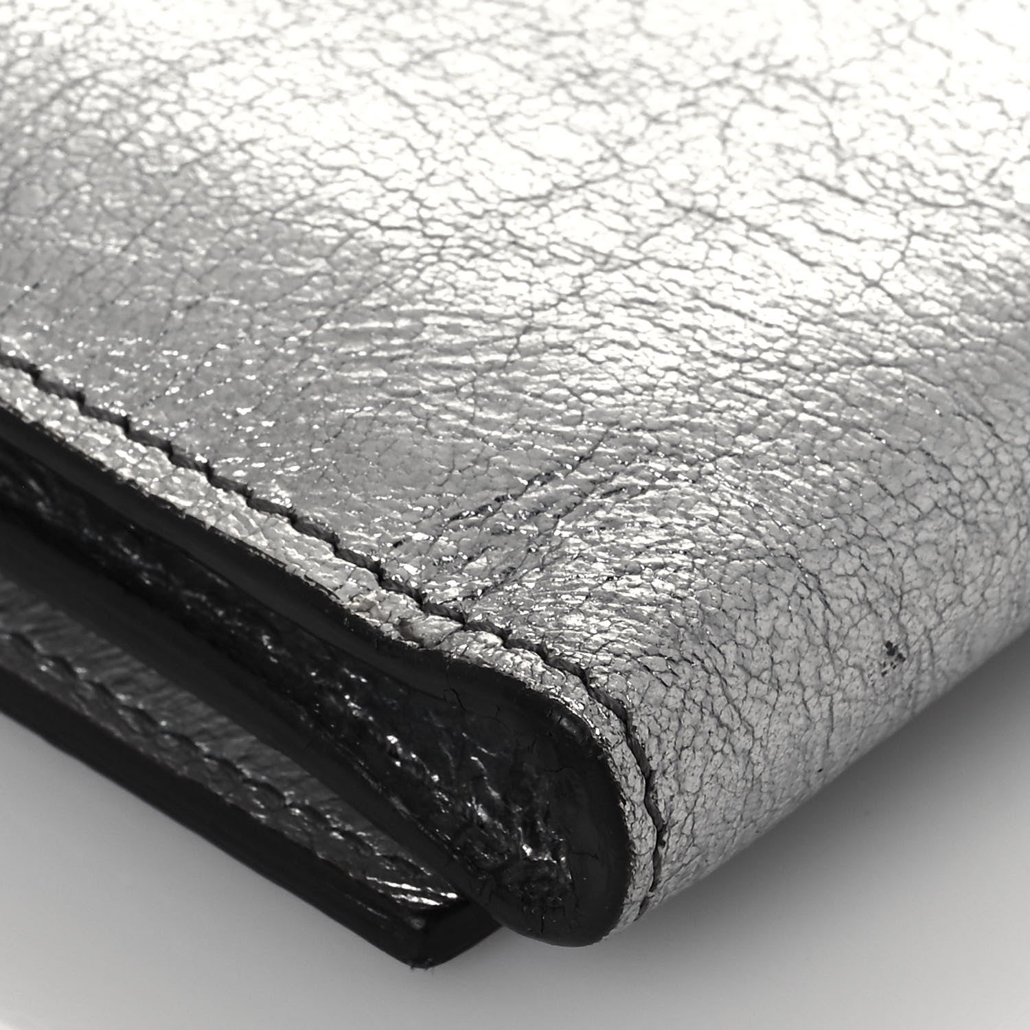 Saint Laurent Metallic Crinkled Calfskin Belle de Jour Chain Clutch Silver 12 of 14