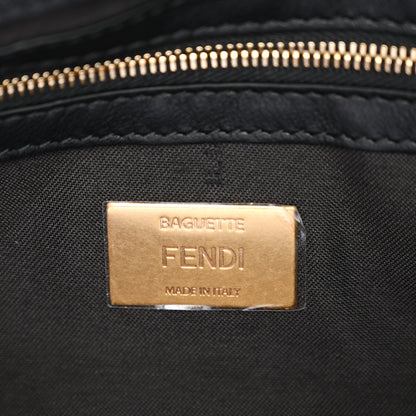 Fendi Shearling Vitello Dolce Macro FF 1974 Baguette Tobacco Black 6 of 9