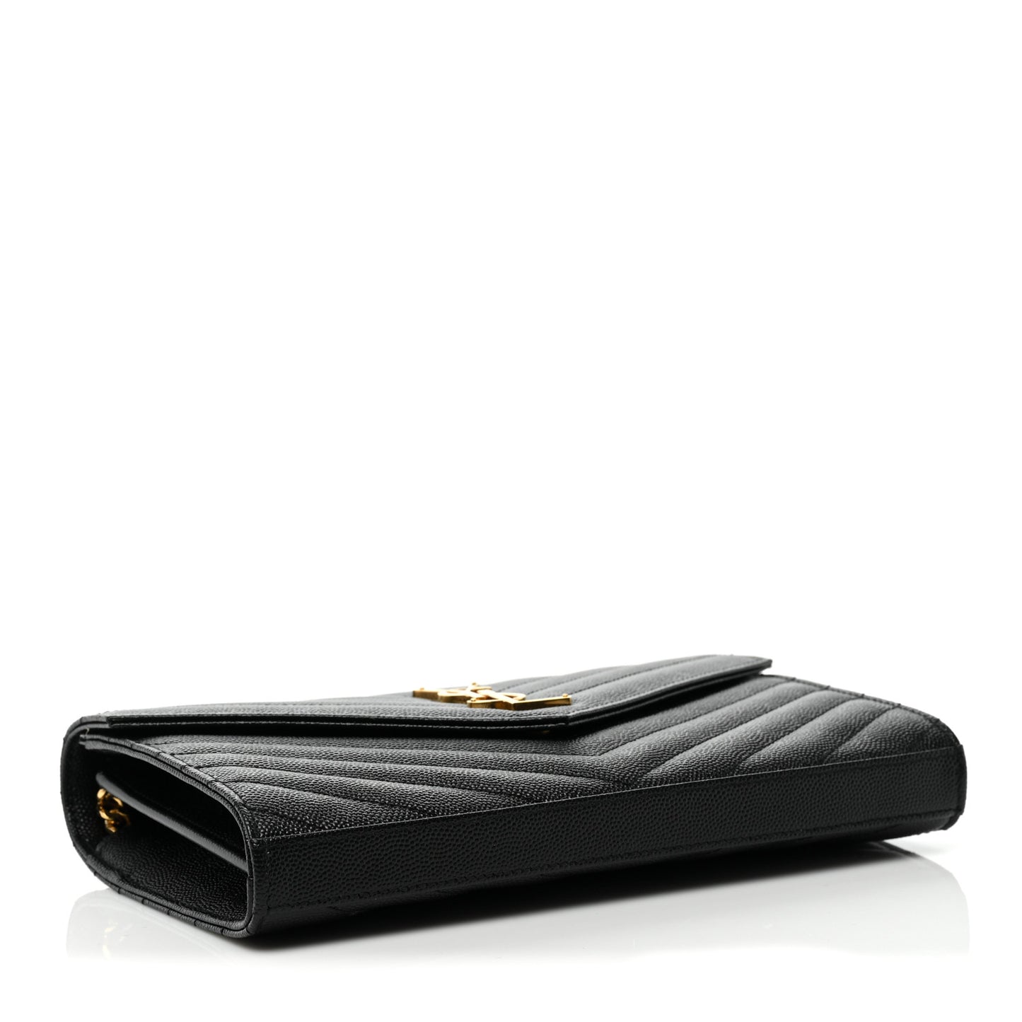 Grain De Poudre Matelasse Chevron Monogram Chain Wallet Black