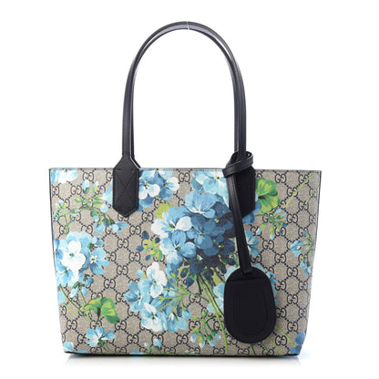 Gucci GG Supreme Monogram Blooms Small Reversible Tote Beige Blue Navy 1 of 8
