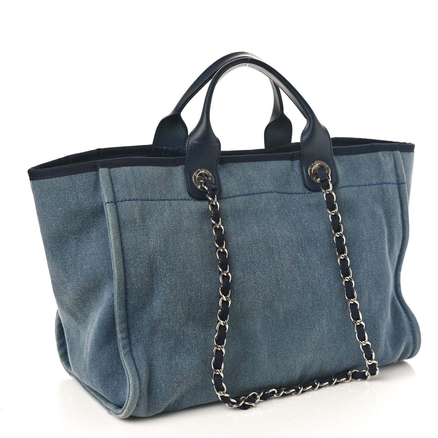 Chanel Canvas Sequin Medium Deauville Tote Navy 3 of 10