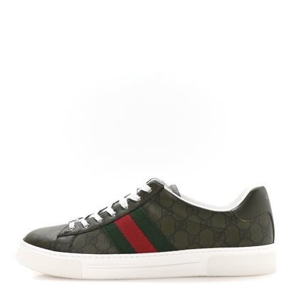 Gucci GG Supreme Monogram Web Mens New Ace Sneakers 11 Green 1 of 9