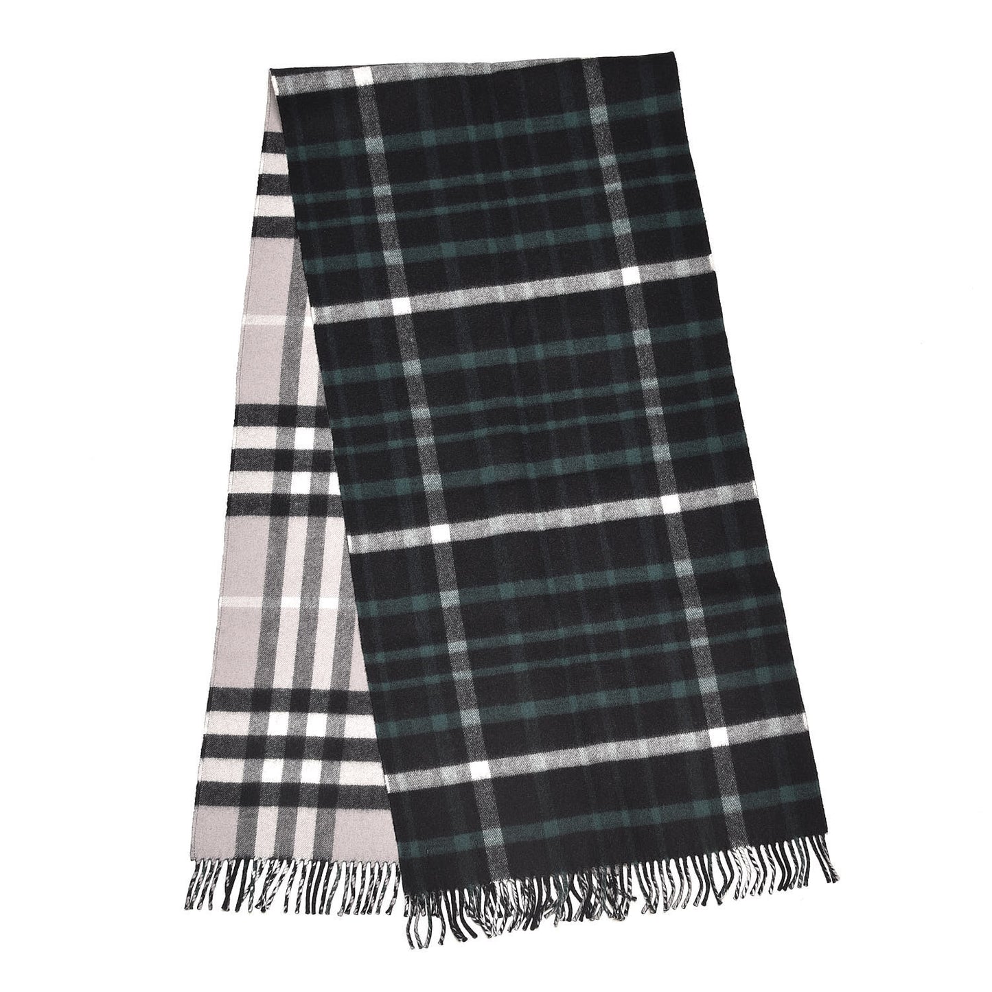 Wool Cashmere Oversized Reversible Check Duffle Scarf Black