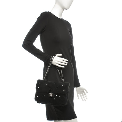 Chanel Shearling Lambskin Pearl Flap Black 2 of 7