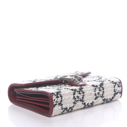 Gucci Tweed GG Monogram Mini Dionysus Chain Wallet White Black Romantic Cherry 4 of 10