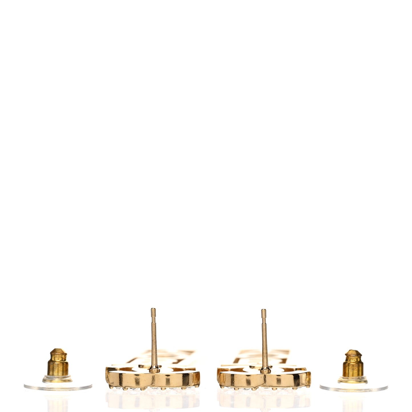 Metal Crystal CC Boy Drop Earrings Gold