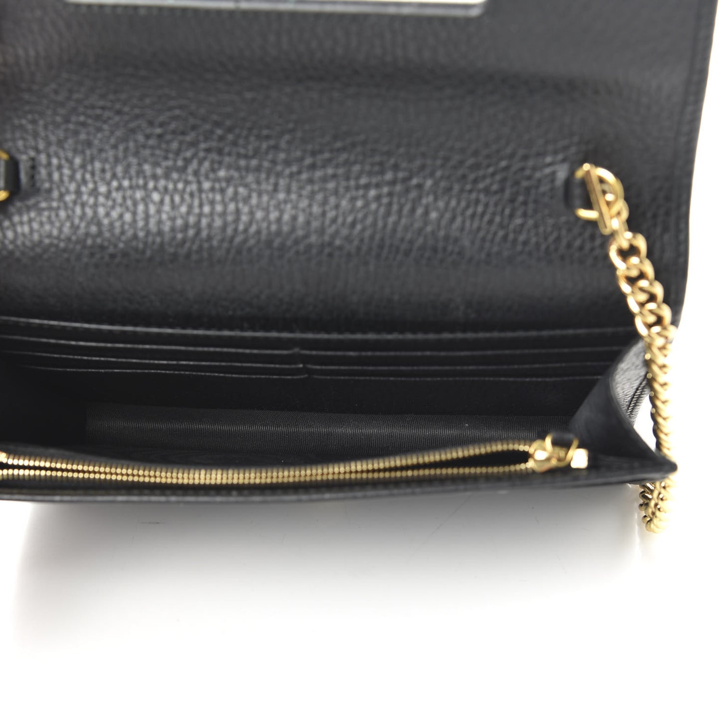 Calfskin Mini GG Marmont Chain Wallet Black