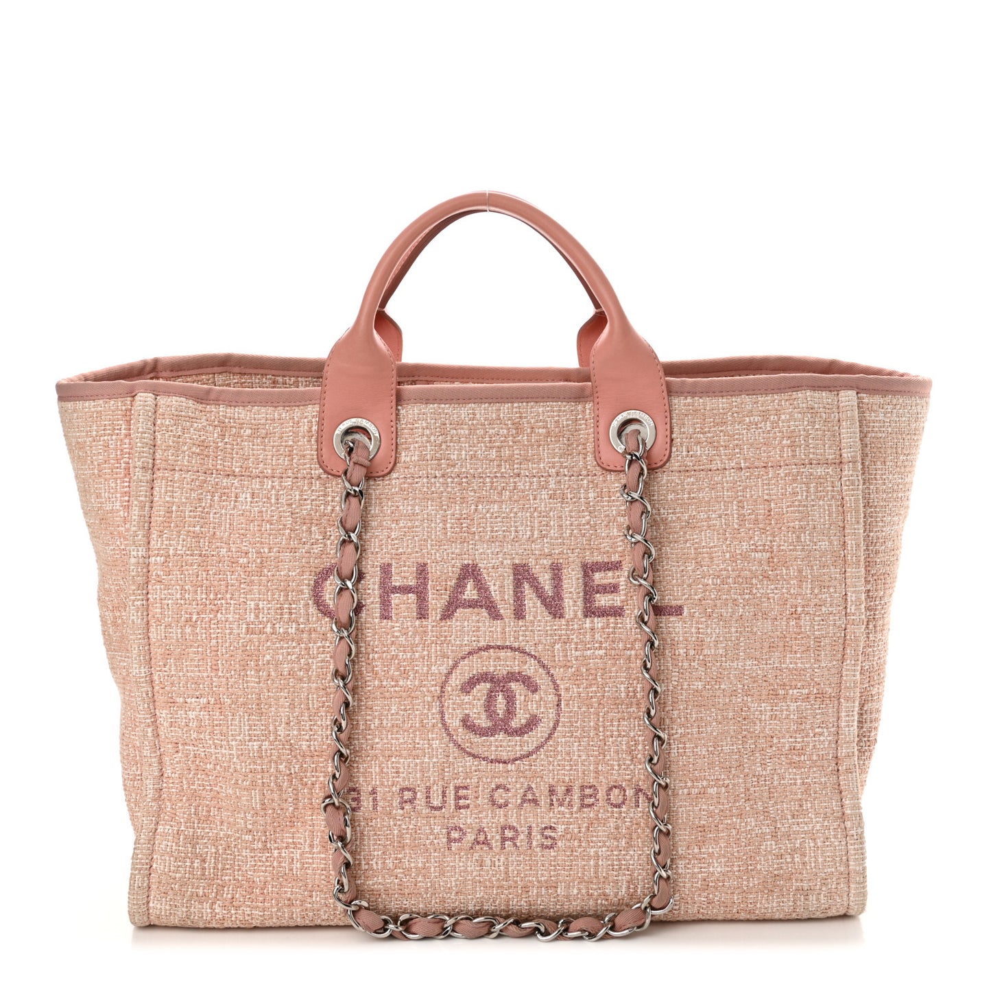 Straw Lurex Large Deauville Tote Pink
