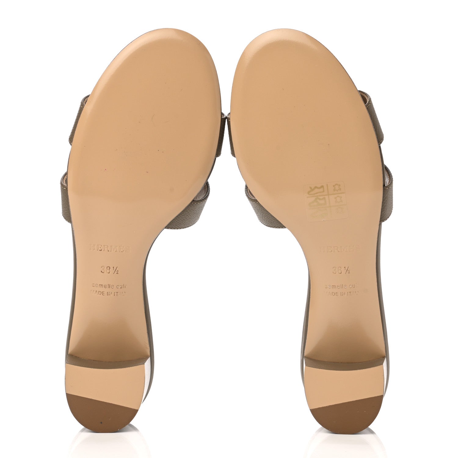 Hermes Epsom Oasis Sandals 38.5 Etoupe 5 of 9