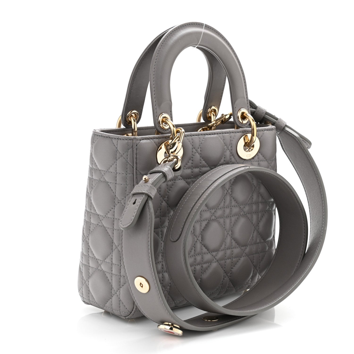 Christian Dior Lambskin Cannage Small Lucky Badges My Lady Dior Grey 6 of 19