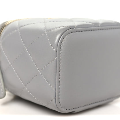 Chanel Lambskin Quilted Pearl Crush Mini Vanity Case With Chain Grey 9 of 12