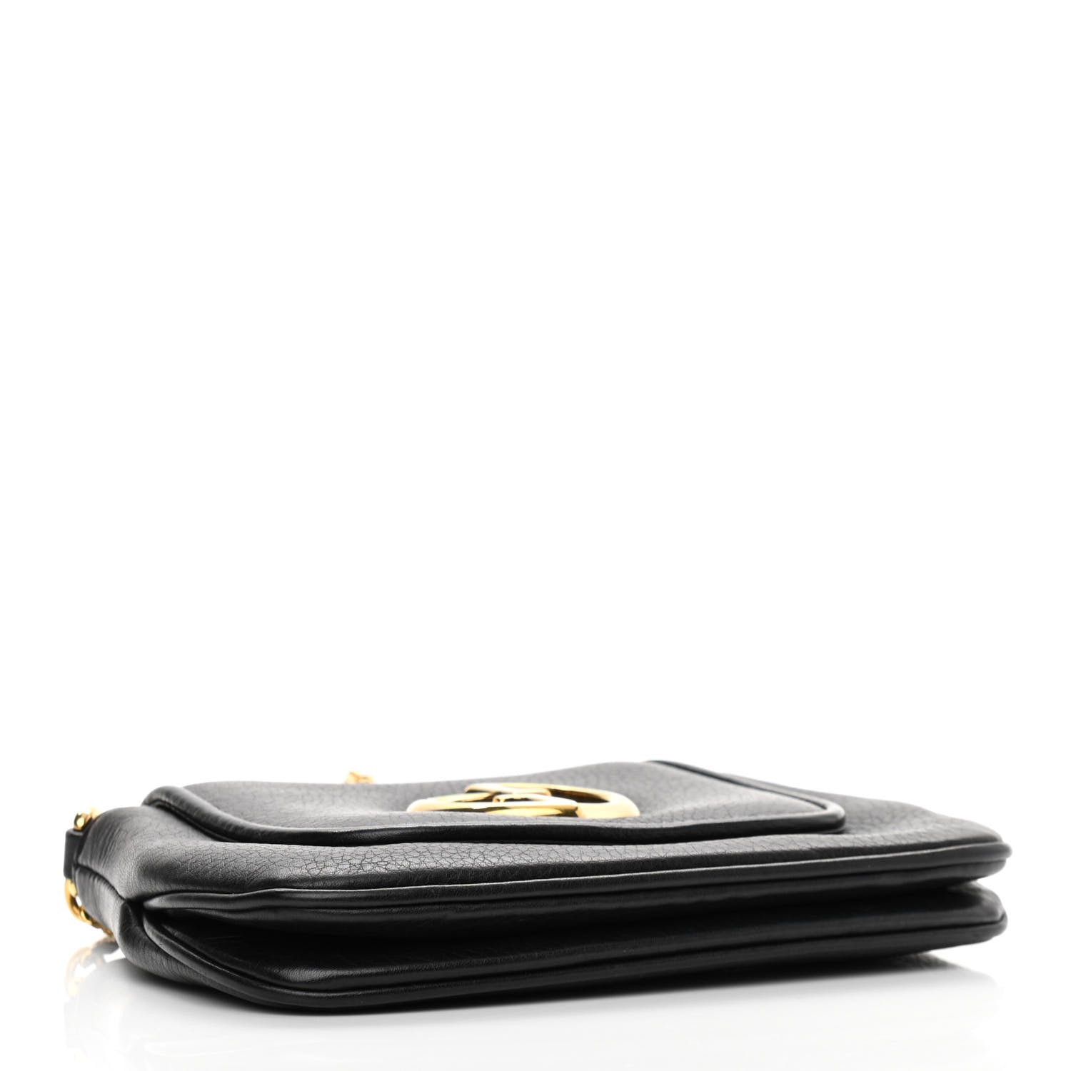 Gucci Pebbled Calfskin Small 1973 Chain Shoulder Bag Black 4 of 10