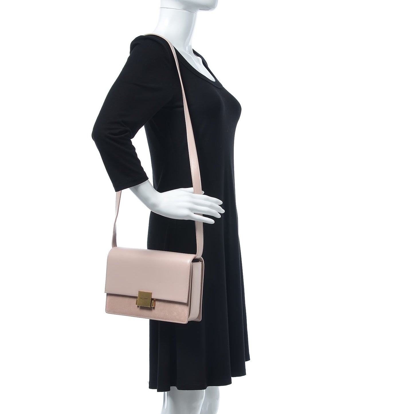 Smooth Calfskin Suede Medium Bellechasse Bag Marble Pink